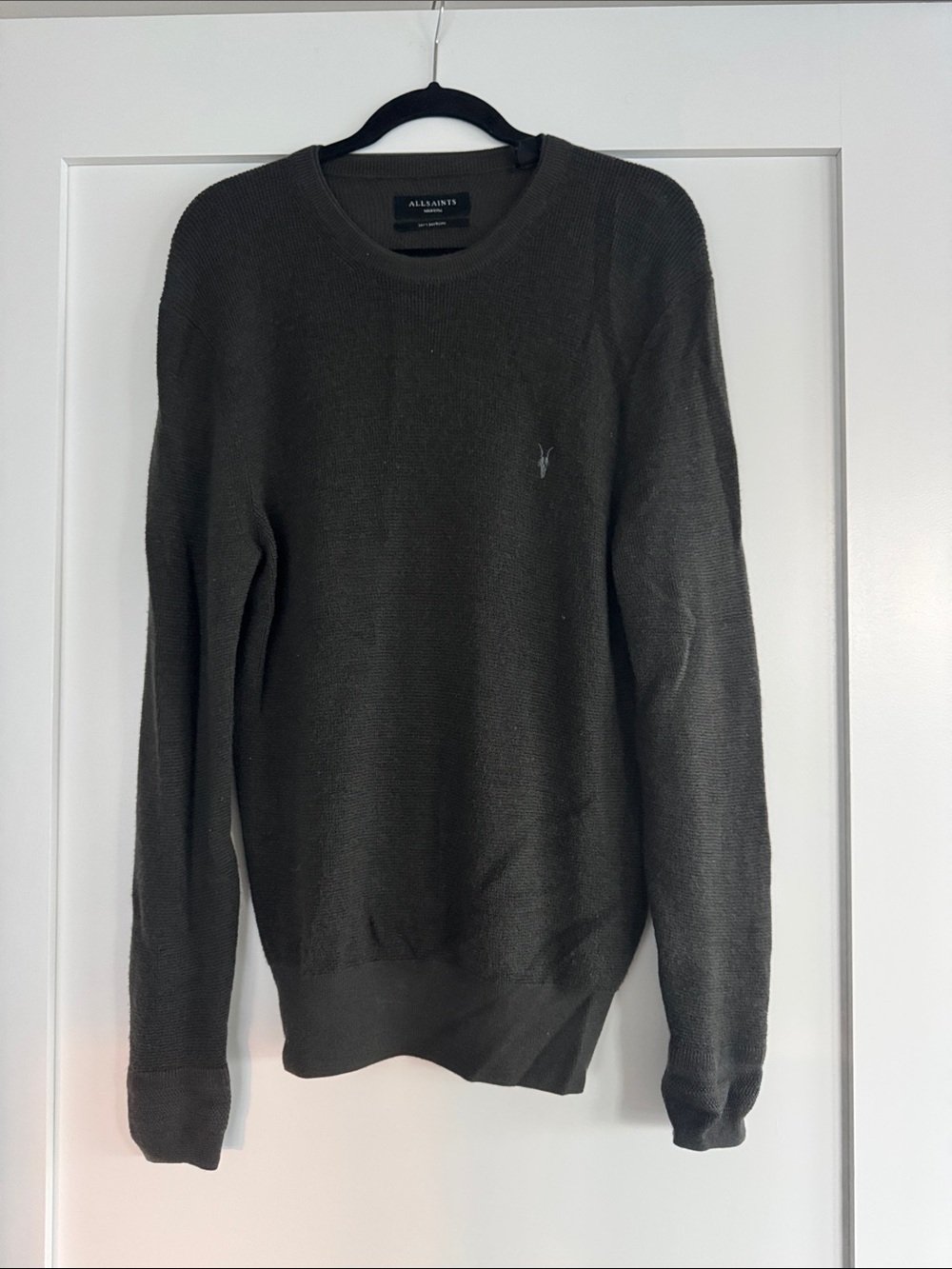 All Saints Men’s Crewneck Sweater in Dark Olive